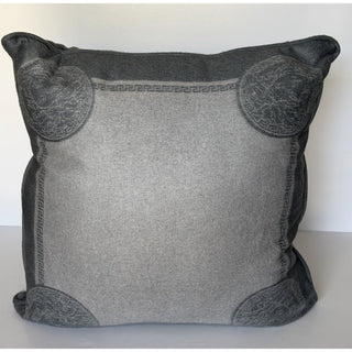 Versace Medusa Silk/Cashmere Cushion Pillow Stone Gray 20.5” x 20.5” 1012278 NWT