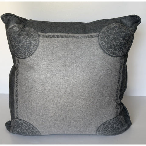 Versace Medusa Silk/Cashmere Cushion Pillow Stone Gray 20.5” x 20.5” 1012278 NWT