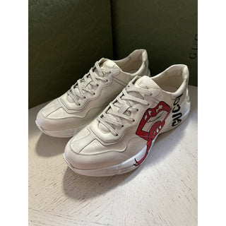New Gucci Men Leather Rython Dirty mouth Sneakers Ivory 15 US/14 UK 552089