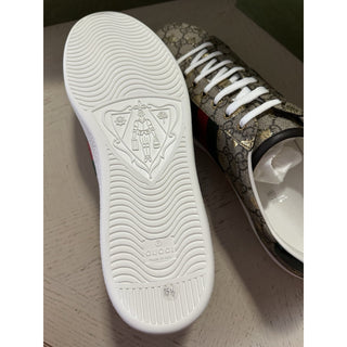 New Gucci Men GG Logo Bee Logo Canvas Leather Sneakers Beige 14.5 US/14 UK