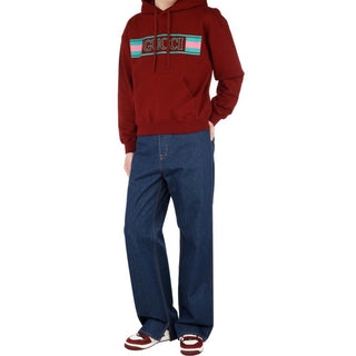 New $1550 Gucci Men Brushed Cotton Jersey Hooded Sweatshirt Burgundy Size L