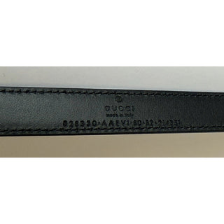 Gucci Metal Bamboo Detail Buckle Women's Black Leather Belt 80/32 IT 828330NWT