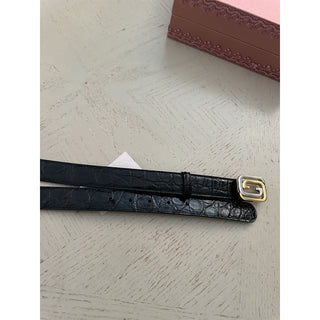 New $2250 Gucci Men Gucci Caiman Crocodile belt GG Buckle Black 85/34 715604