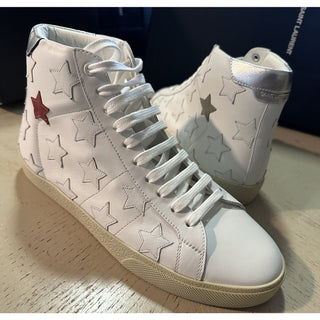 NIB Saint Laurent Mid-top Leather sneakers White 7 US/40 Eu 672906