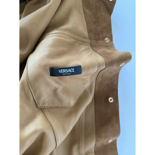 Versace Men’s Suede Leather Brown Jacket 46 US (56 Euro) IT 1019144 NWT $4300