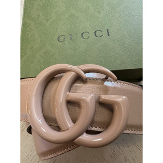 Gucci Women Leather GG Belt warm caramel / nude beige Size 110/44 NWT