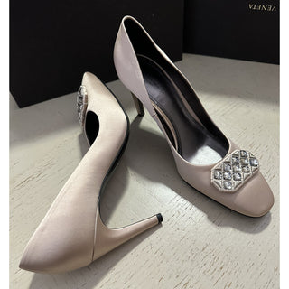 NIB $990 Bottega Veneta Women’s Shoes Crepe Satin Lisse Light Brown US 9(39 EU)