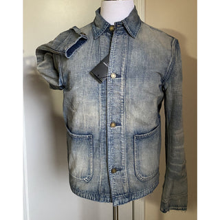 New $1650 Saint Laurent Men Fifties Denim Jacket Sun Dirty Blue L