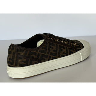 Fendi Domino FF Jacquard Sneakers Brown Men 12 US (11 Fendi) IT 7E1553 NIB $770