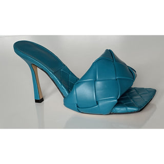 NWT $1500 Bottega Veneta Lido Intrecciato Leather Mules Vintage Blue 7 US 608854