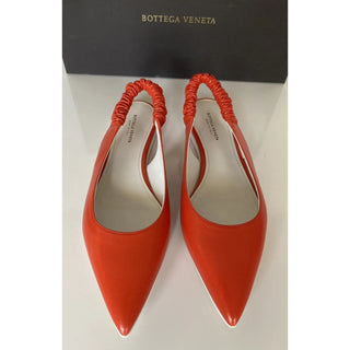 NIB $620 Bottega Veneta Women's Flat Pump Reddish Orange Shoes 9 US 565640 Italy
