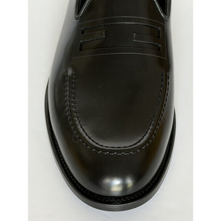 Fendi FF Penny Loafers Black Calf Leather Men 11 US (10 Fendi) 7D1645 NIB $1050