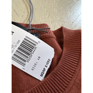 NWT $1095 Ermenegildo Zegna Knitwear Crewneck Sweater Orange 48 Eu/S Italy