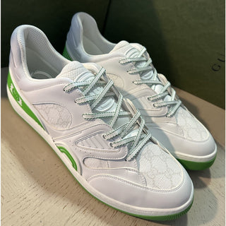 New Gucci Men GG Logo Demetra Basket Sneakers Green/White 13.5 US/13 UK 698785