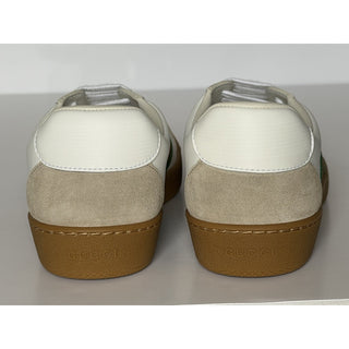 Gucci Women’s Web Leather/Suede Sneakers Natural White 8 US (38 Euro) 858912 NIB