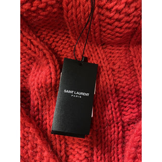 NWT $1190 Saint Laurent Men Coble-Knit Hooded Cardigan Sweater Red S Italy