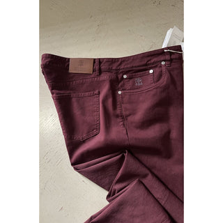 Brunello Cucinelli Men Traditional Fit Jeans Pants Burgundy 40 US/56 Eu New $750