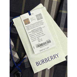 Burberry Elio Check Short Sleeve Shirt Indigo IP Check Men 2XL 8121624 NWT $680
