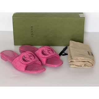 Gucci Interlocking G Pink Sandals 8 US (38 Euro) Italy 790447 NIB