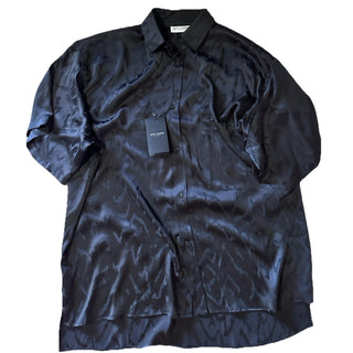 NWT $1550 Saint Laurent Men OVERSIZE SHIRT Black 39/15.5 ( Regular Size XXL )