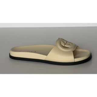 Gucci Interlocking G Leather Slide Sandals Ivory Women 9 US (39 Eu) E 818334 NIB