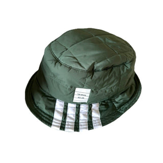 Thom Browne Four-Bar Quilted Bucket Hat Green Size L New $690