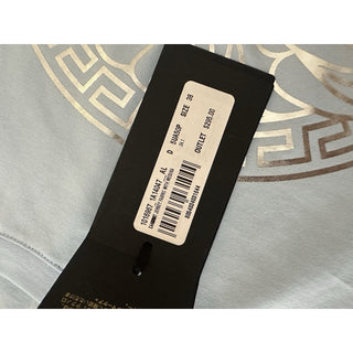 Versace Women's Silver Medusa Light Blue Jersey T-Shirt 4 (38 EU) AL 1016967 NWT