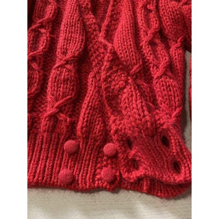 NWT $1190 Saint Laurent Men Coble-Knit Hooded Cardigan Sweater Red S Italy