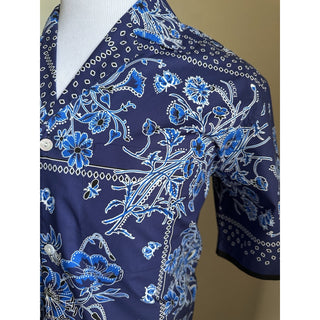 New $1300 Gucci Men’s Flower Bandana Print Shirt Blue Size 54/XXL