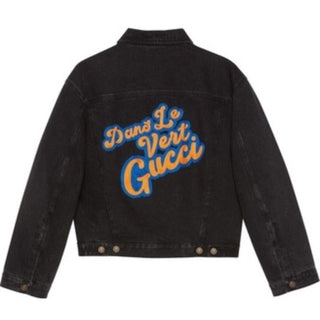 New $5200 Gucci Men Denim Jacket Coat Black 44 US/56 Eu 725588