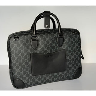 Gucci GG Emblem Medium Black Monogram Briefcase 821149 FAED4 NWOT