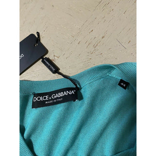New $775 Dolce&Gabbana Squareneck Knit Top Blouse Turquoise 44/10