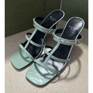 Gucci Women Leather Sandal Shoes Pasific Green 9.5 US/39.5 Eu New 776643