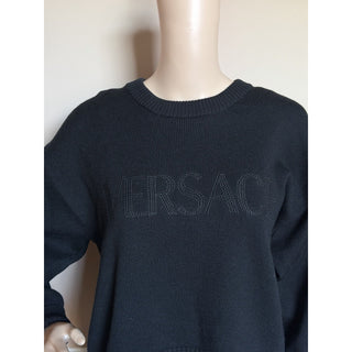 Versace Logo Wool Knit Sweater Black Women’s 8 US (IT 44) 1022085 NWT $1125