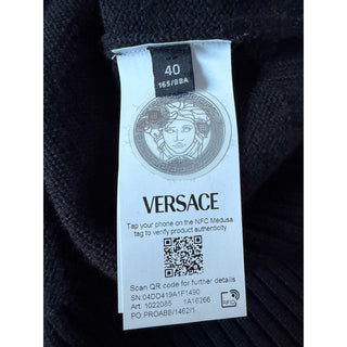 Versace Logo Wool Knit Sweater Black Women’s 4 US (IT 40) 1022085 NWT $1125