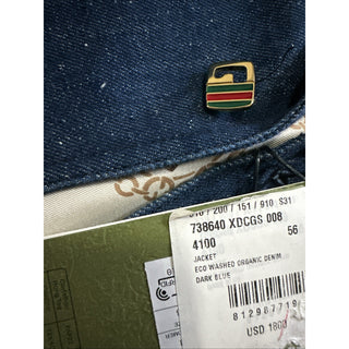 NWT $3600 Gucci Mens Washed Organic Denim Blazer Jacket DK Blue 46 US/56 Eu