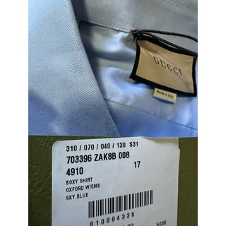 New $850 Gucci Men’s Dress Shirt Sky Blue 43/17