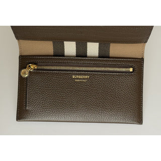 Burberry Ellie Bifold Ebony Brown Long Leather Wallet 8113147 Italy NWT $925