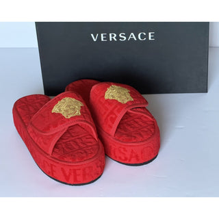 Versace Medusa Platform Slide Slippers Red Gold Women 7 US (37 Eu) ZSL00003 NIB