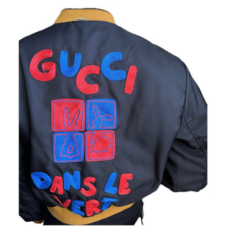 New $3980 Gucci Women Reversible Bomber Jacket Coat Black/Yellow/Multi 44/8
