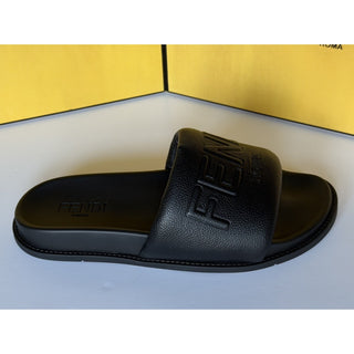 Fendi Men's Roma Leather Slide Sandals Black 9 US/8 UK IT 7X1649 NIB $750