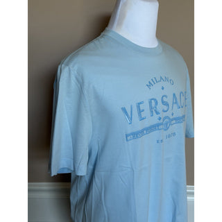 Versace Men’s Logo Compact Cotton Jersey T-Shirt Pastel Blue L 1013302 NWT $750