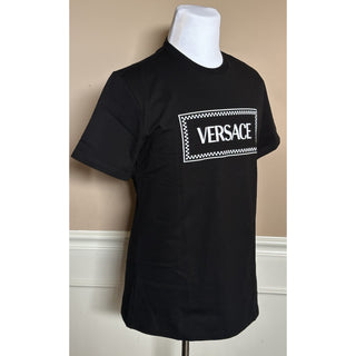 Versace Black Embroidered 90s Vintage Logo T-Shirt 6 (42) 1011882 NWT $750