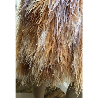 New $13375 Givenchy Ostrich Feather Sleeveless Dress DK Beige 6 US/40 It Italy