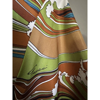 Gucci Men’s waves print fabric bowling Shirt Green/Multi 52 Eu/XL New $1600