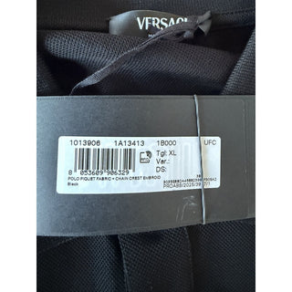 Versace Black Embroidered Piquet Cotton Polo Shirt XL 1013906 Made in Italy NWT