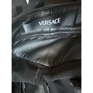 Versace Women's Black Leather/Fabric Pants 6 US (40 Euro) 1014419 NWT $2100