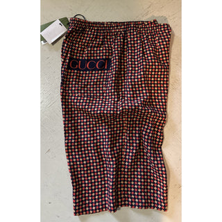 NWT $1280 Gucci Men Drawstring Gucci Print Short Pants Blue/Red/Mul 40 US/56 Eu