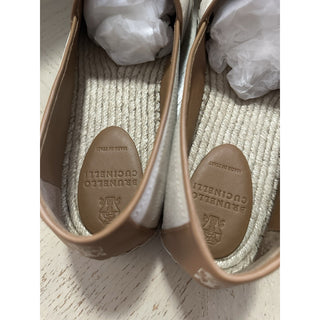 NIB $1050 Brunello Cucinelli Men Suede Espadrille Loafers Shoes Ivory 44 US/11 E