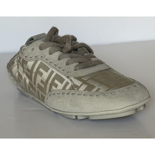Fendi Fit FF Jacquard Suede Sneakers Grey Men 10 US (9 Fendi) IT 7E1842 NIB $950